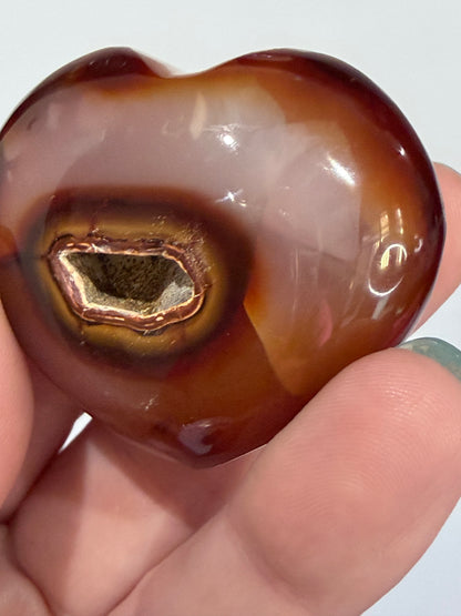 Carnelian Agate Heart with Natural Geode B -