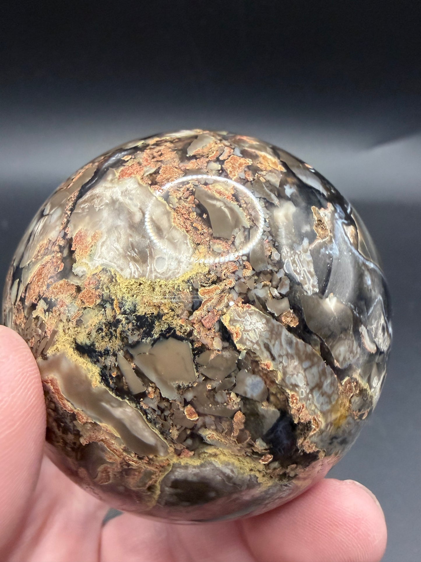 Volcano Agate Sphere – UV Reactive Green Glow
