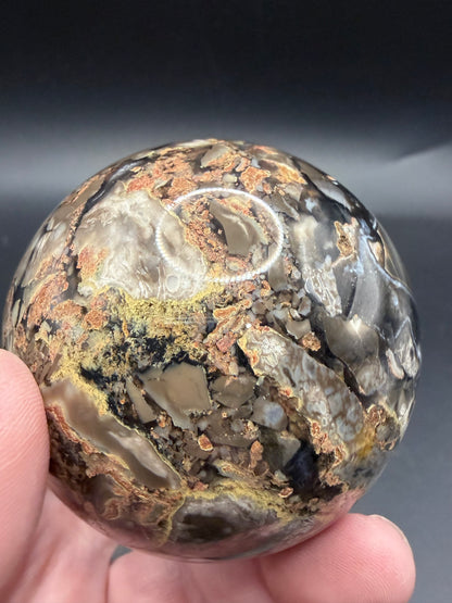 Volcano Agate Sphere – UV Reactive Green Glow