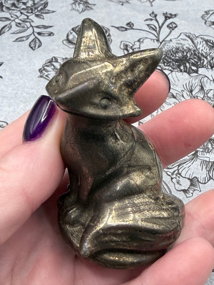 Pyrite Fox Carving (Polished) — 120g | 6.5cm