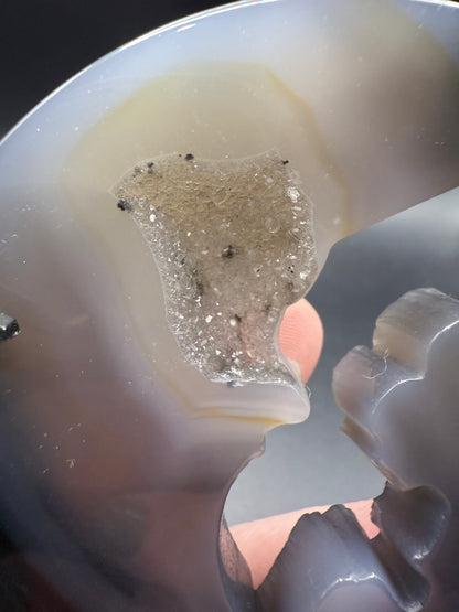 Agate Moon & Fairy with Druzy Cavern