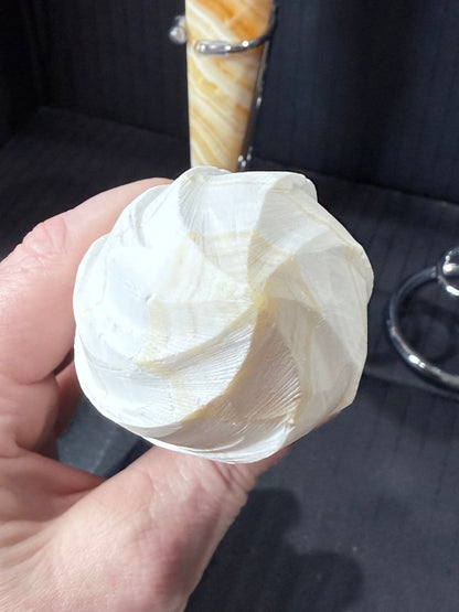 Orange Calcite Ice Cream Cone Carving (19cm | 367g) – Includes Stand