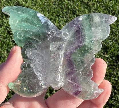 Rainbow Fluorite Butterfly Carving with Stand 7.3cm