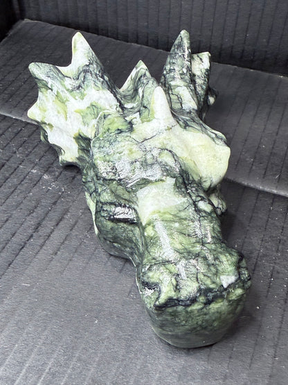 Serpentine Jade Dragon Head | 757g | 13 × 10cm