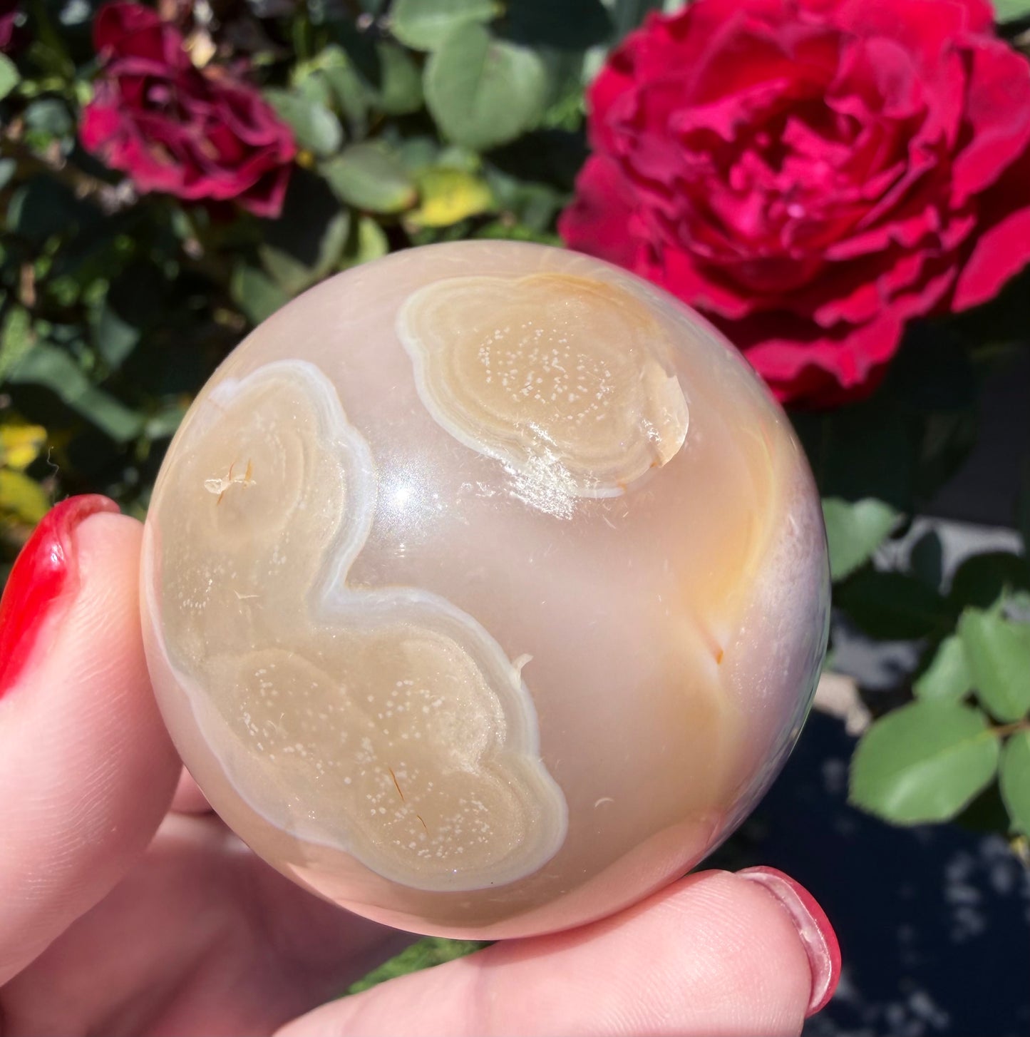 Flower Agate Sphere with Druzy Pocket – 5 cm | 161 g