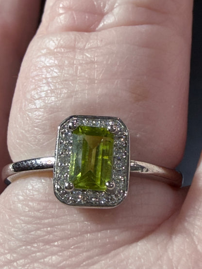 Peridot Halo Adjustable Ring