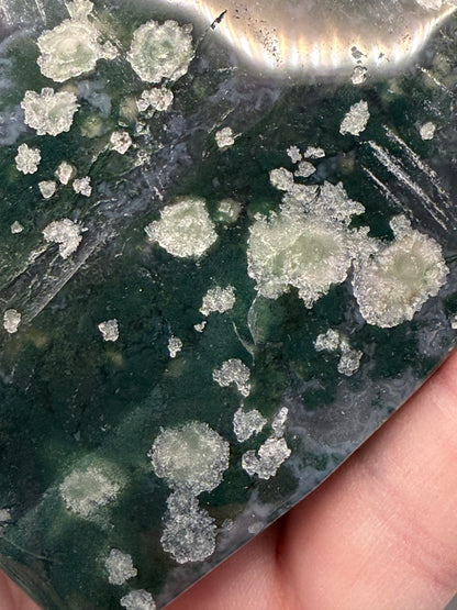 Moss Agate Heart with Stand