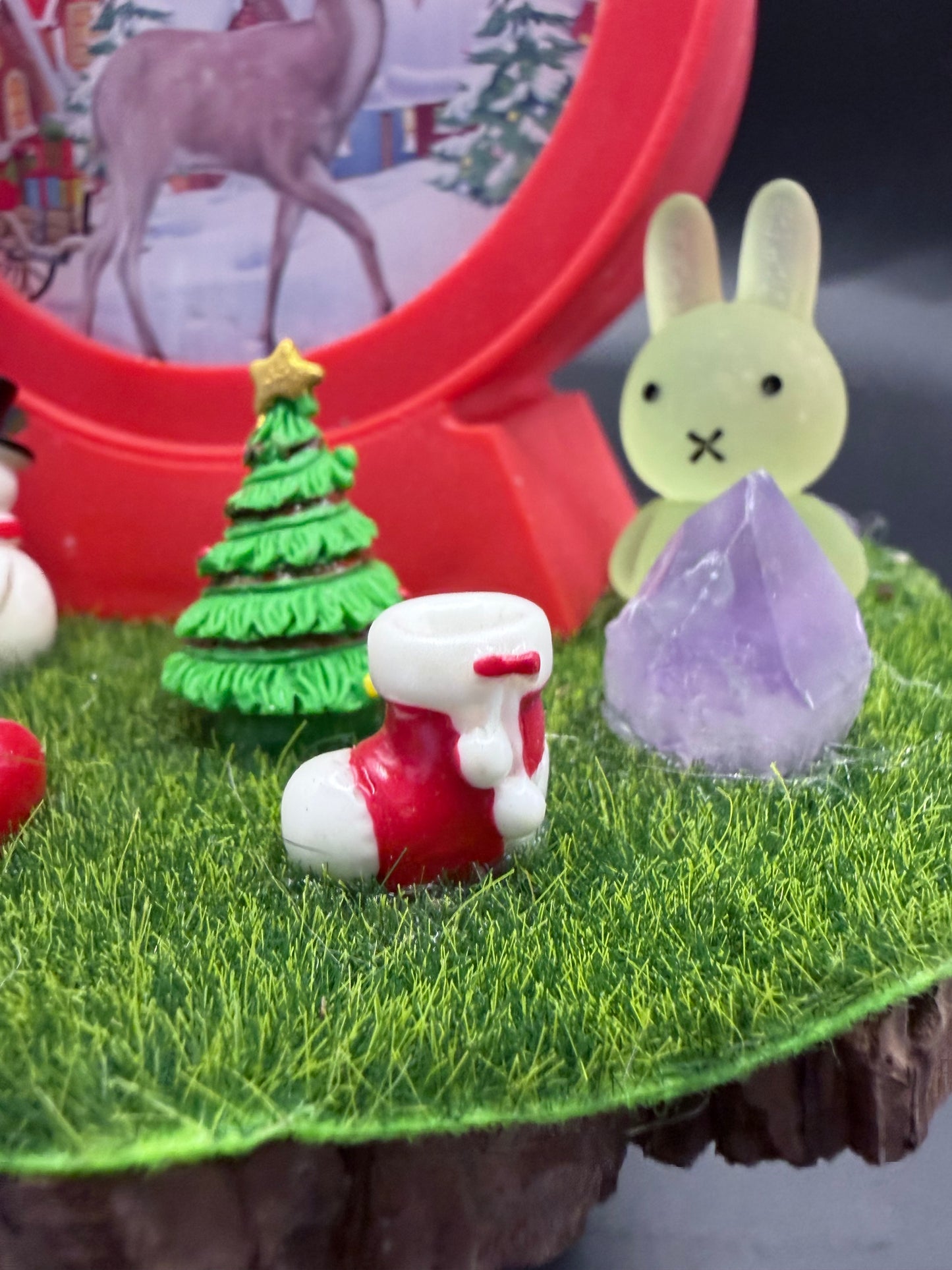 Red Christmas Lantern Scene – Blue LED Light