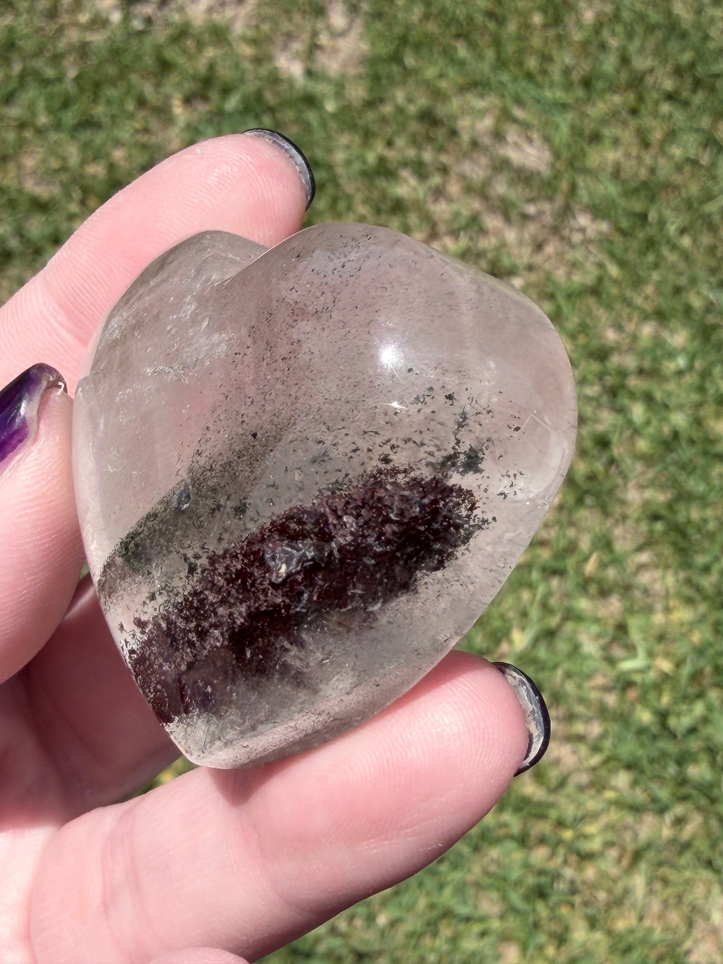 Garden Quartz (Lodolite) Self-Standing Heart – 73g C