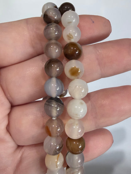 8mm Dendritic Agate Bracelet – Natural Earth Stone for Growth & Stability