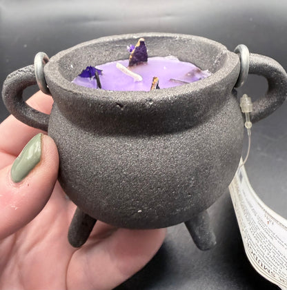 Smudge Candle - Cast Iron Cauldron Lavender 10cm - Crystal wonderland By Lisa