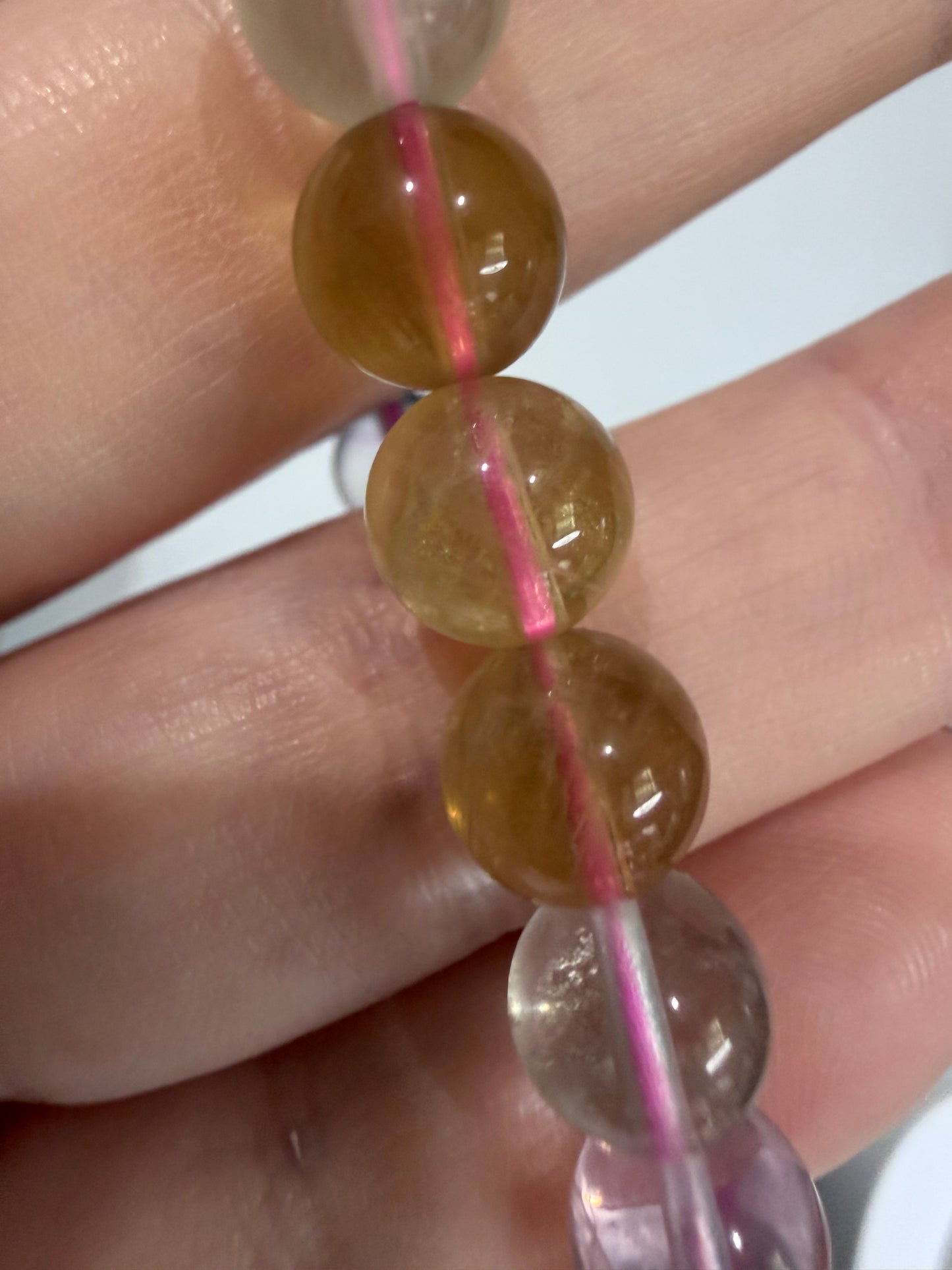 8mm High Quality Rainbow Fluorite Bracelet | Yellow, Blue, Purple, Green & Clear Fluorite