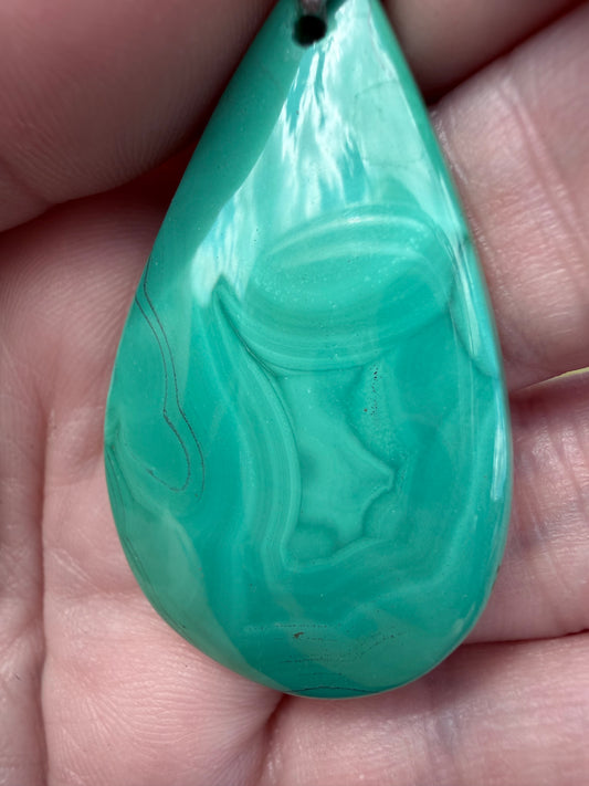 Chrysocolla with Malachite Teardrop Pendant Necklace