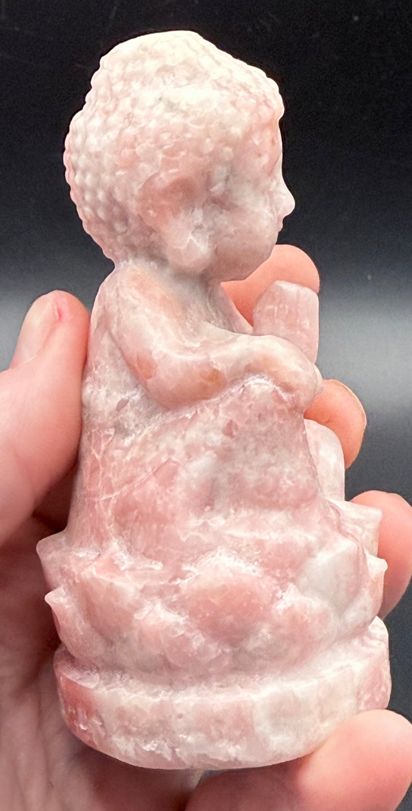 Pink Opal Baby Buddha Carving