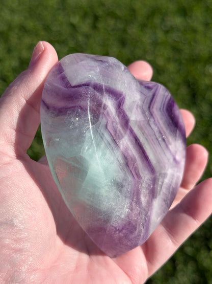 Rainbow Fluorite Heart Bowl with Stand – 262g