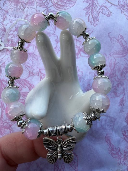 Cat’s Eye Bracelet (10mm) | Butterfly Charm (Man-Made)