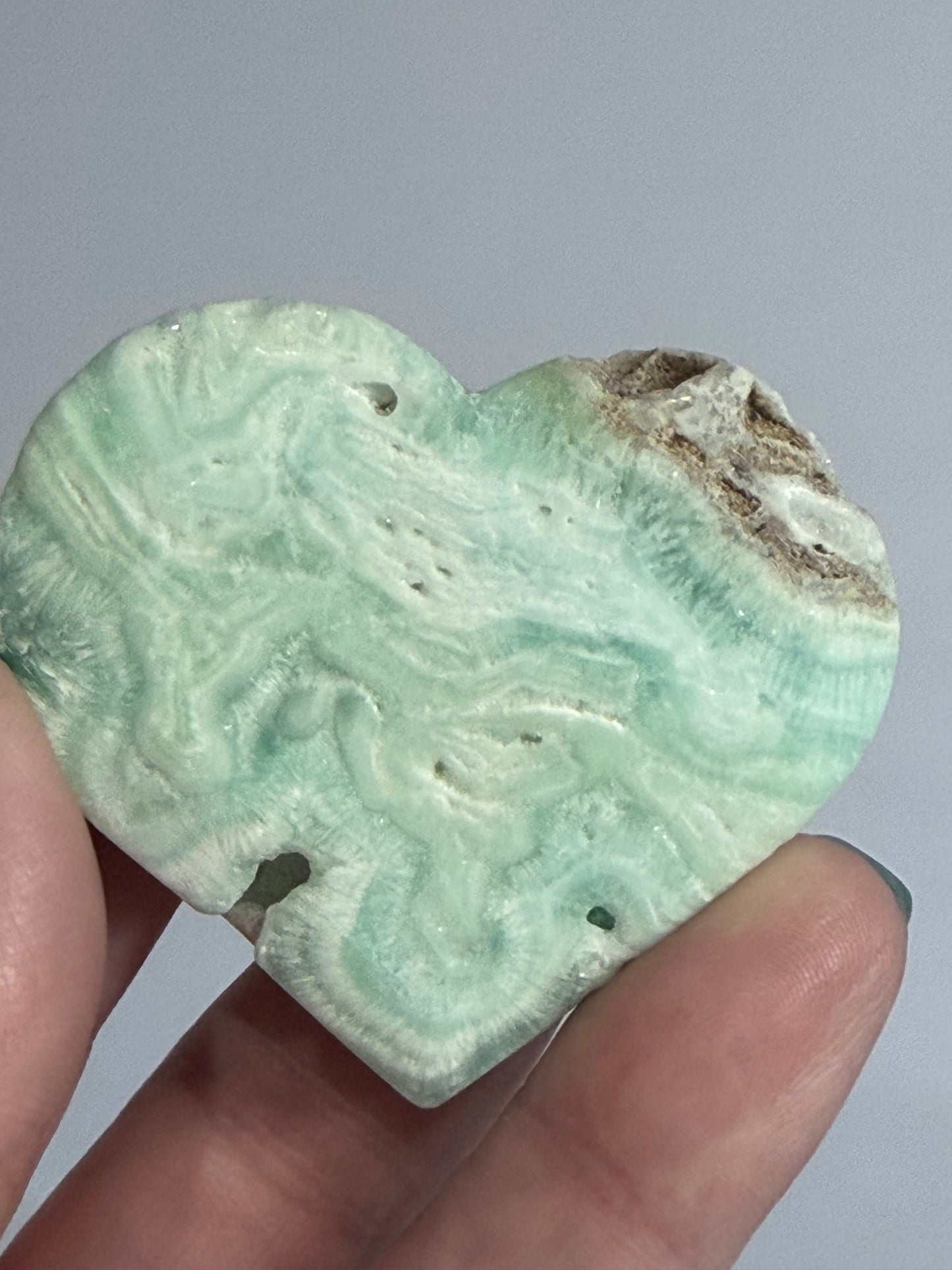 Blue Aragonite Heart – Self Standing B - 5.6cm