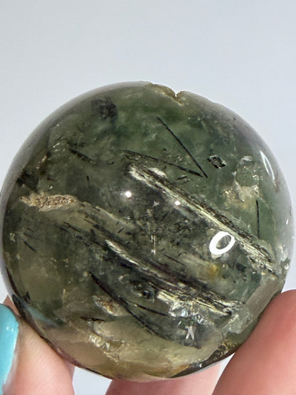 Botryoidal Prehnite with Epidote & Calcite Sphere B - 5cm