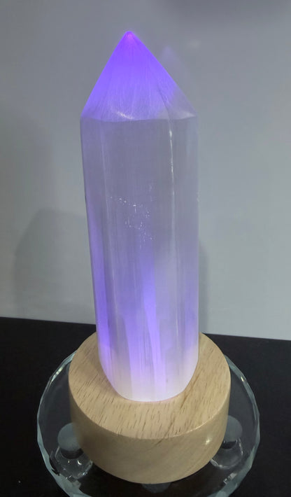 Selenite Crystal Tower with USB Light Base – 15.5cm | 500g