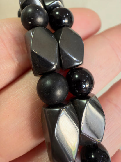 Magnetic Hematite & Black Obsidian Bracelet