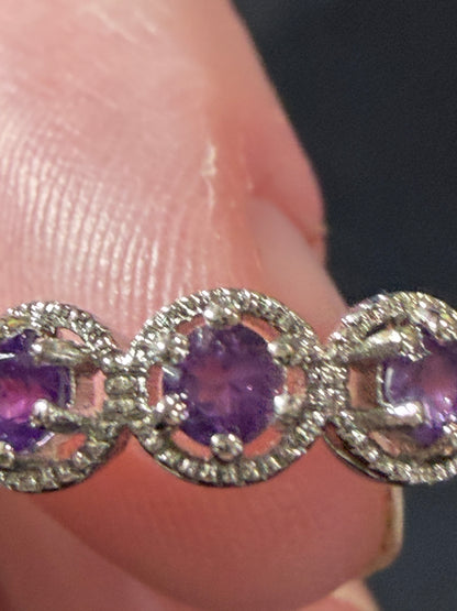 Adjustable Amethyst Four Stone Ring