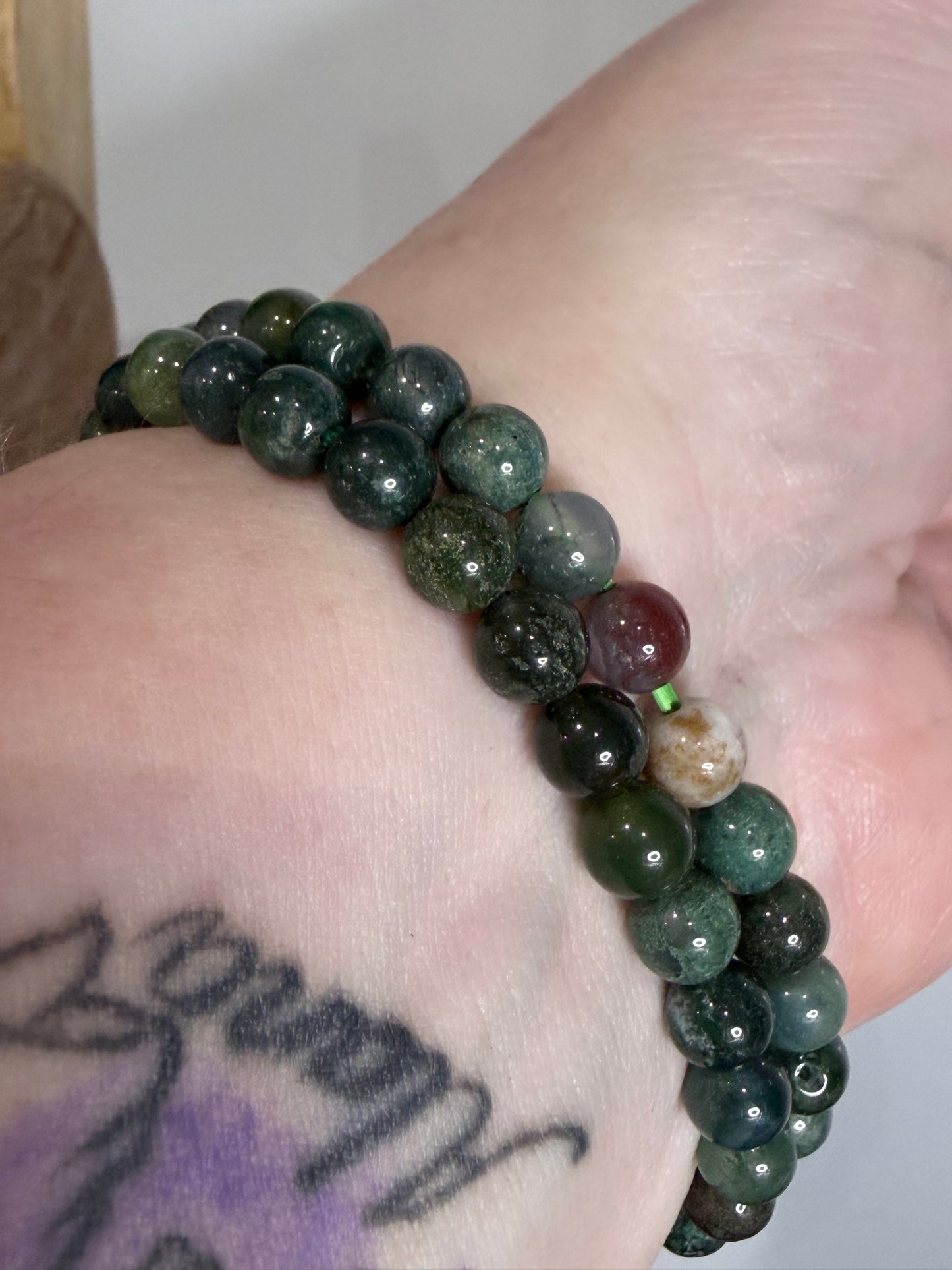 6mm Moss Agate Bracelet – Growth • Balance • New Beginnings