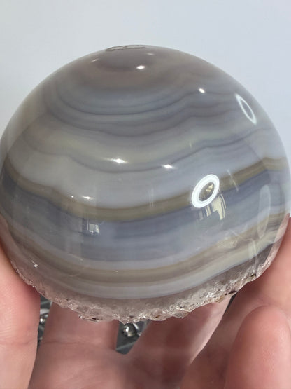 Banded Agate Druzy Sphere – 7.8cm | 475g