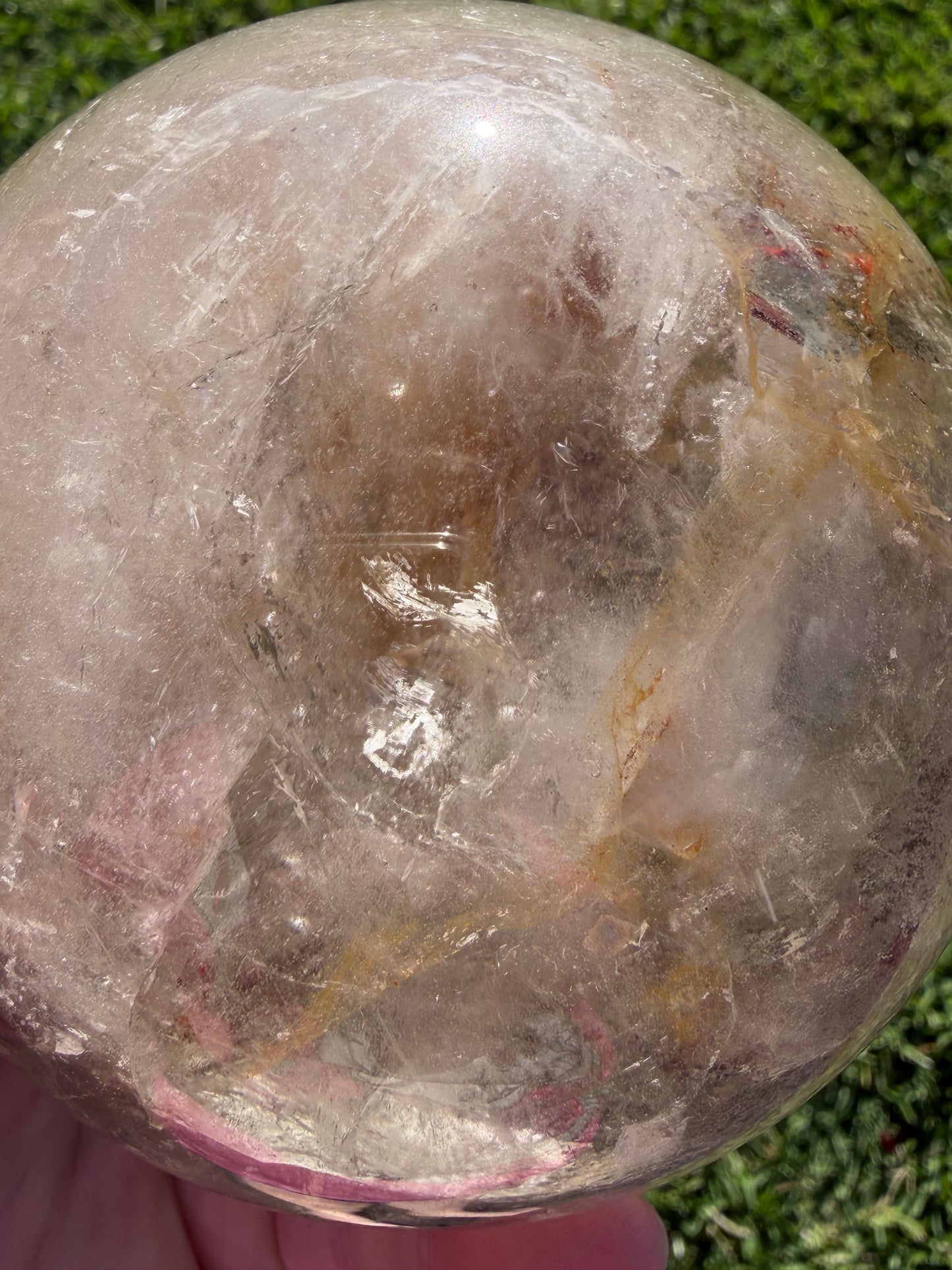 Large Garden Quartz (Lodolite) Sphere with Light Base – 11cm | 1.7kg