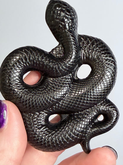 Gold Sheen Obsidian Snake Carving