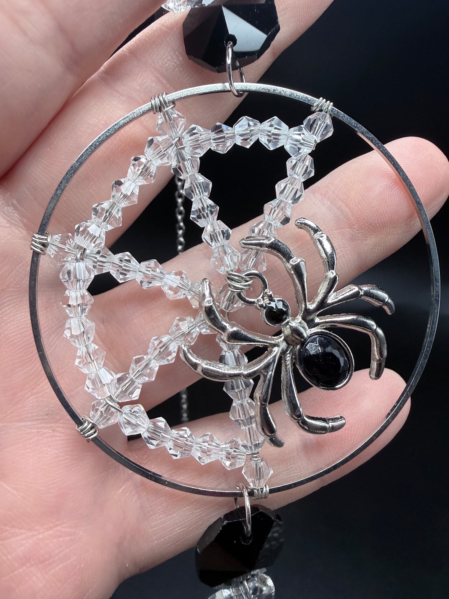 Glass Spider Web Suncatcher