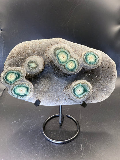 Rare Solar Green Amethyst Quartz on Stand