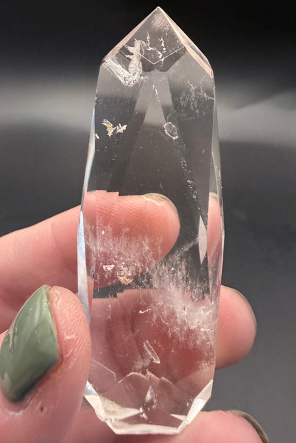 Clear Quartz Polyhedron on Rotating Stand