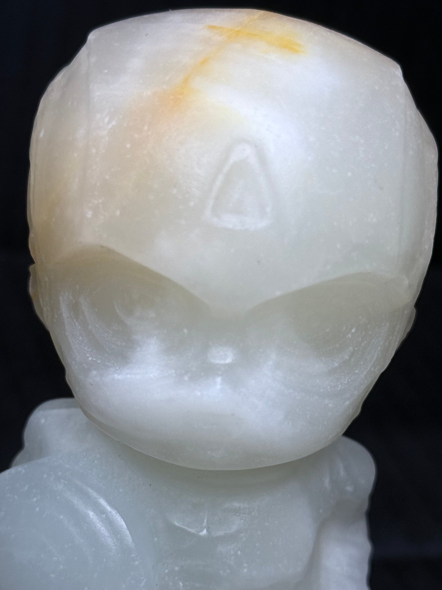 White Calcite with Honey “Captain America” Carving (10cm | 300g)