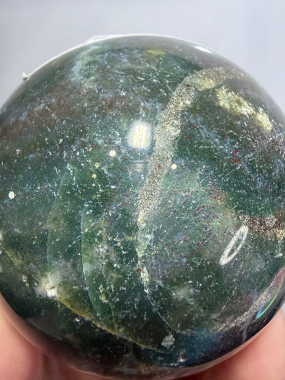Moss Agate Sphere – 440g | 6.8cm