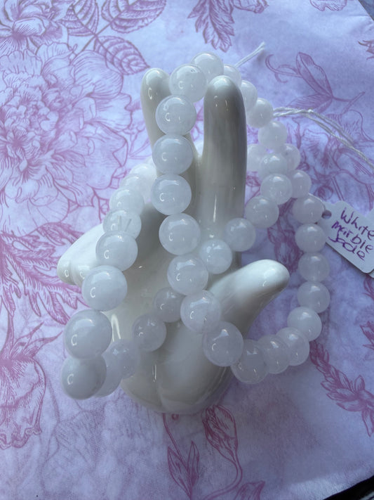 White Jade Bracelet – 8mm (Stretch)