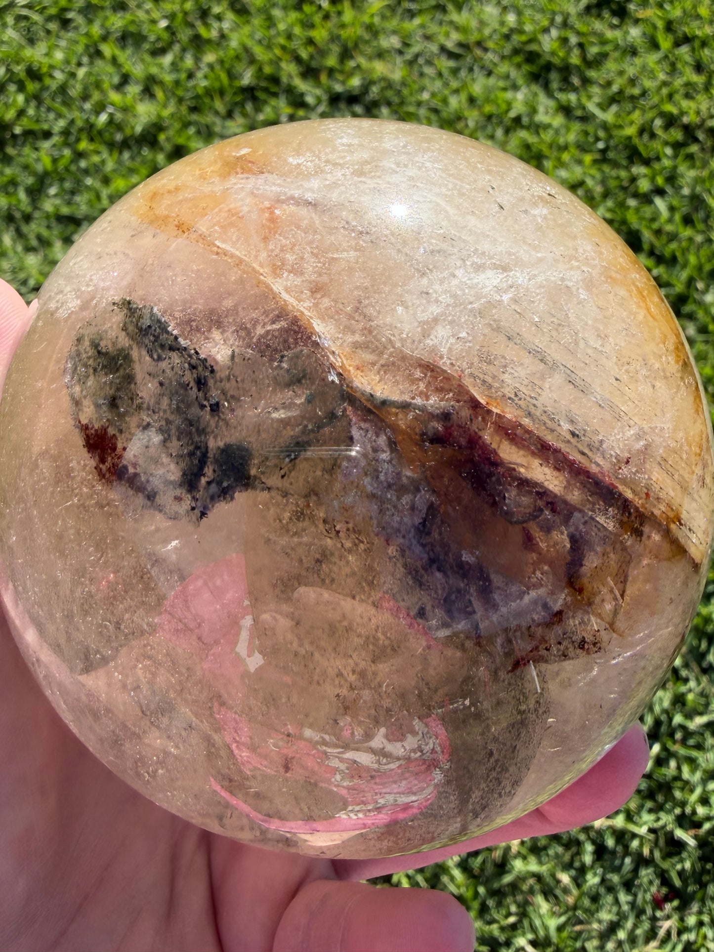 Large Garden Quartz (Lodolite) Sphere with Light Base – 11cm | 1.7kg