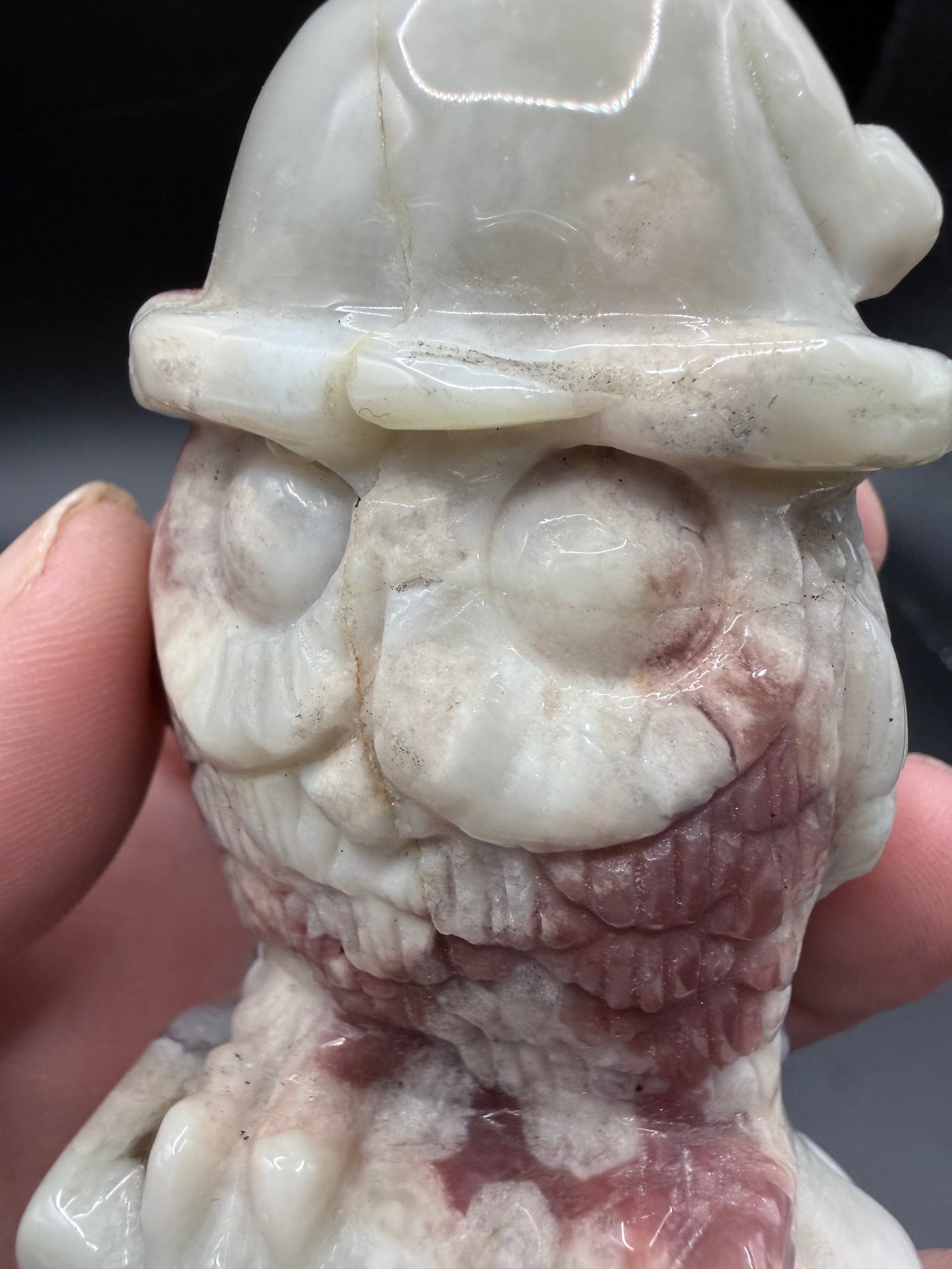 Flower Agate Owl Carving