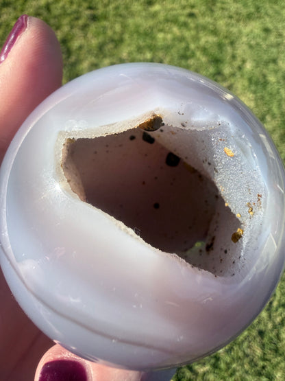 Pink Banded Agate Druzy Sphere