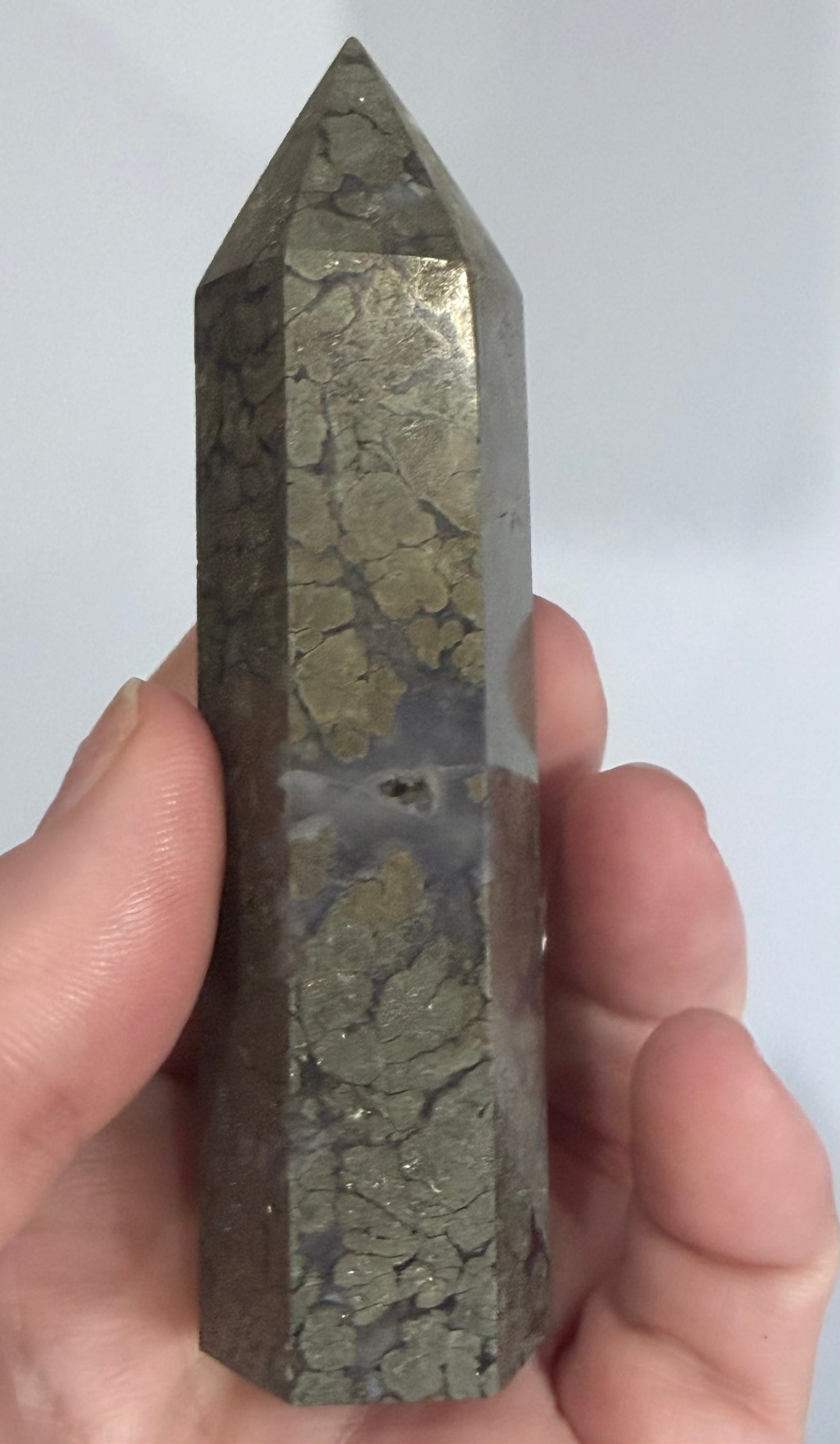 Marcasite in Agate Crystal Tower – 10cm | 158g