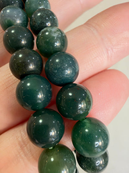 8mm Dark Moss Agate Bracelet