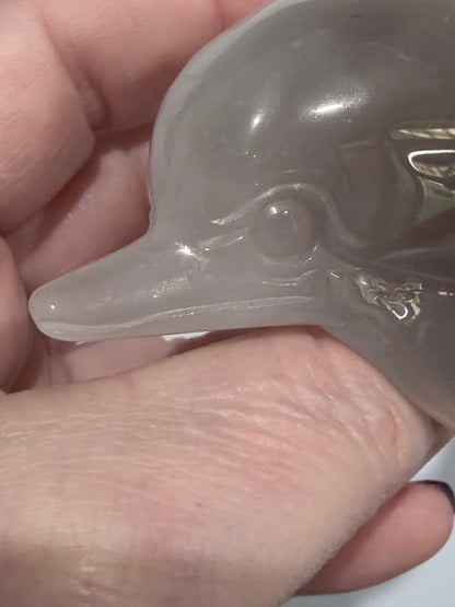 Agate Dolphin with Natural Druzy