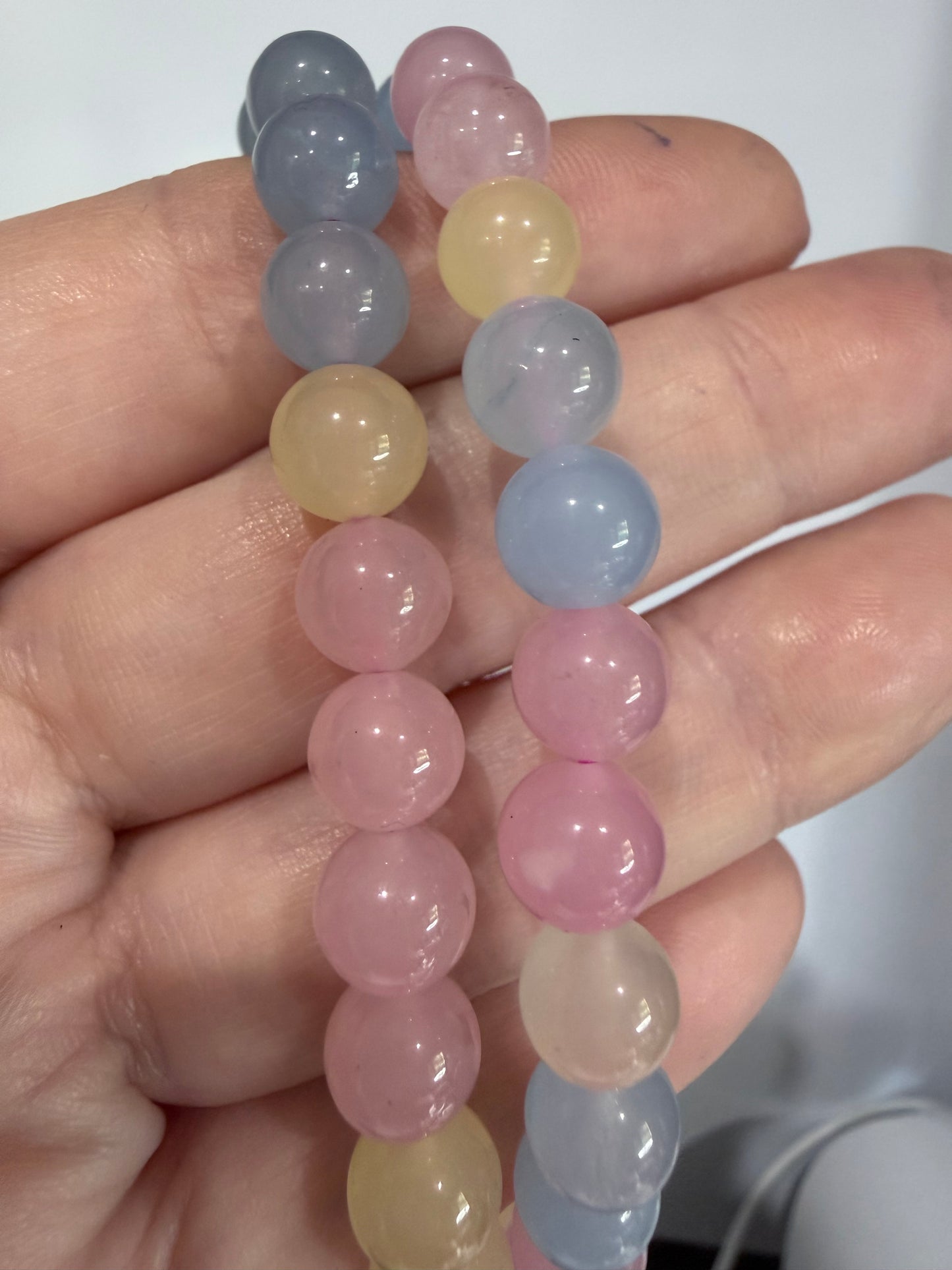 8mm Morganite Bracelet | Soft Pink, Blue & Yellow Beryl (Pastel Morganite) in 2 Sizes Standard and Large