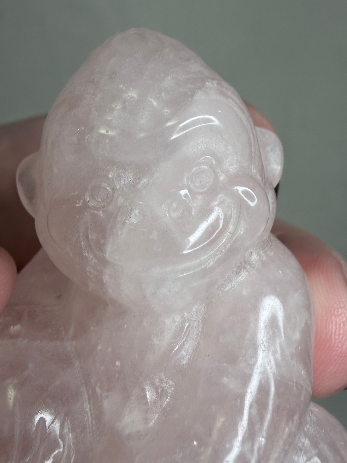Rose Quartz Monkey Carving – 5cm