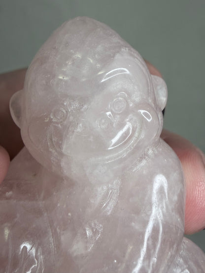 Rose Quartz Monkey Carving – 5cm