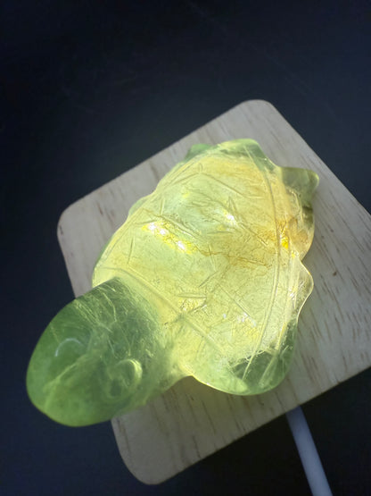 Fluorite Turtle Carving with Dendritic Inclusions