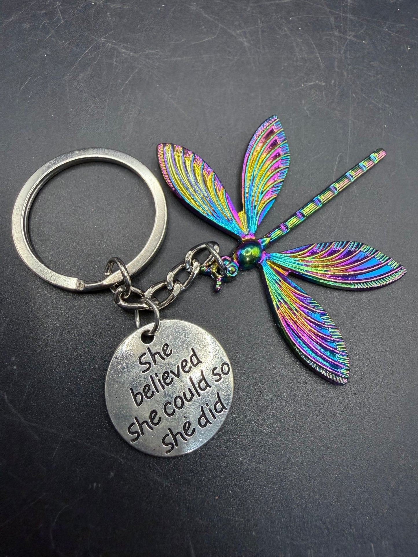 Rainbow Dragonfly Inspiration Keychain