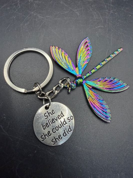 Rainbow Dragonfly Inspiration Keychain