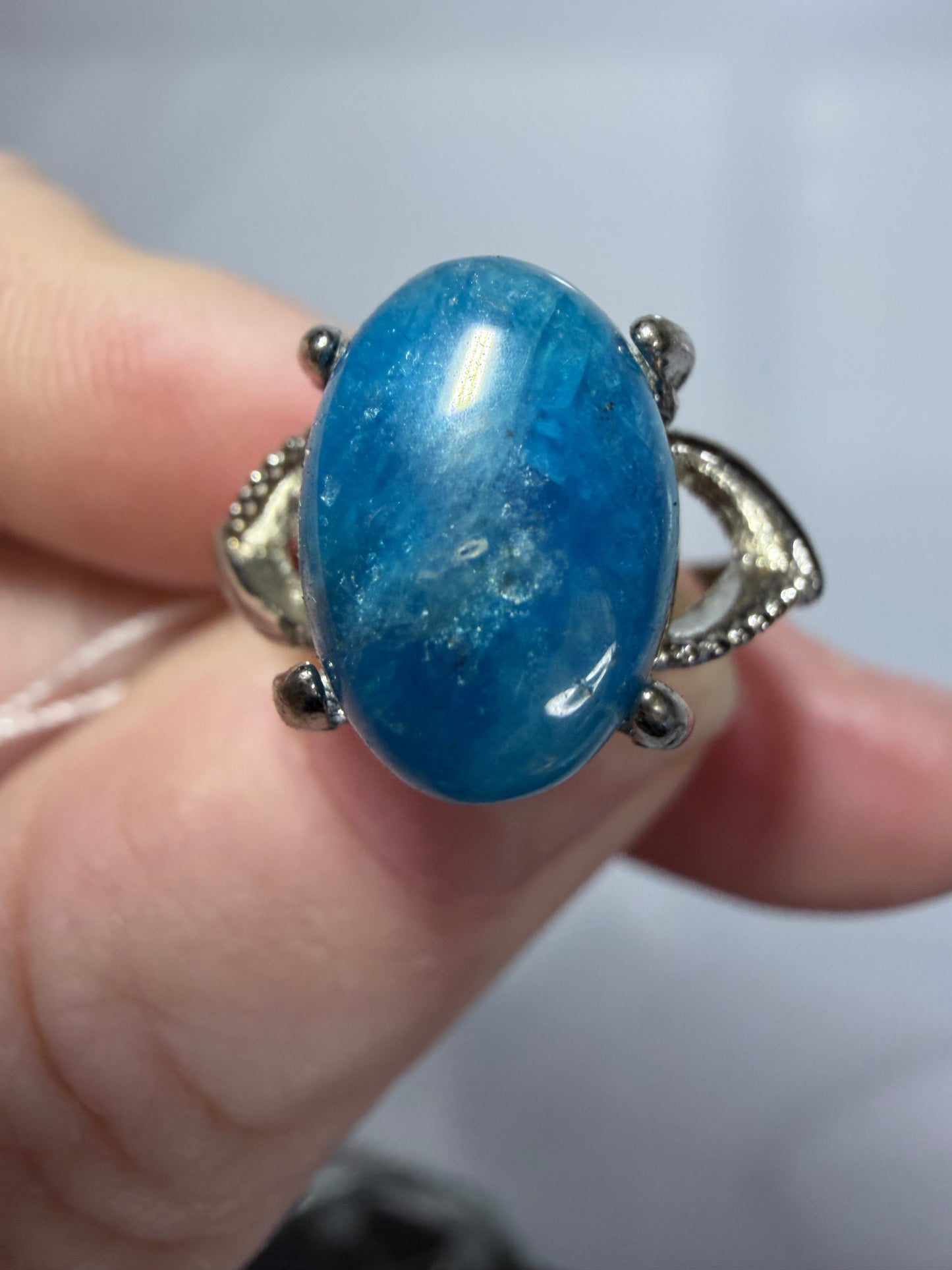 Natural Blue Apatite Adjustable Ring B