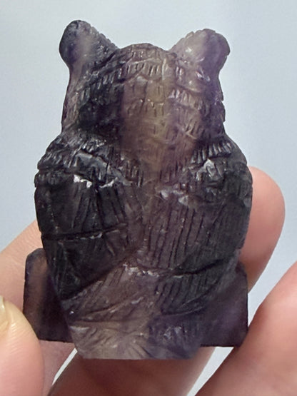 Sunset Rainbow Fluorite Owl Carving – 5.1cm