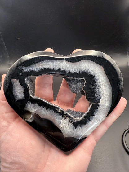 Druzy Black Agate Heart